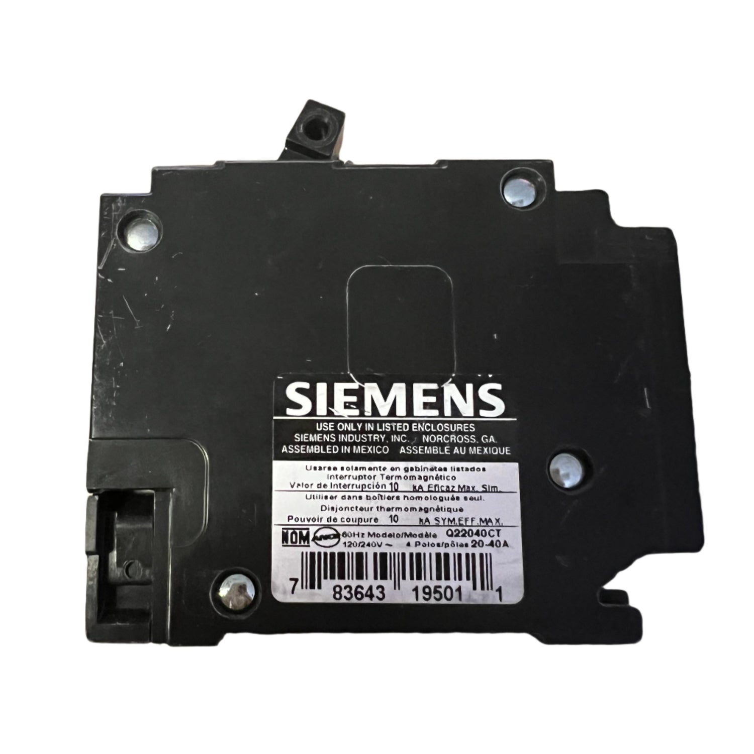 Siemens Q 20 and 40 Amp CT Triplex Circuit Breaker