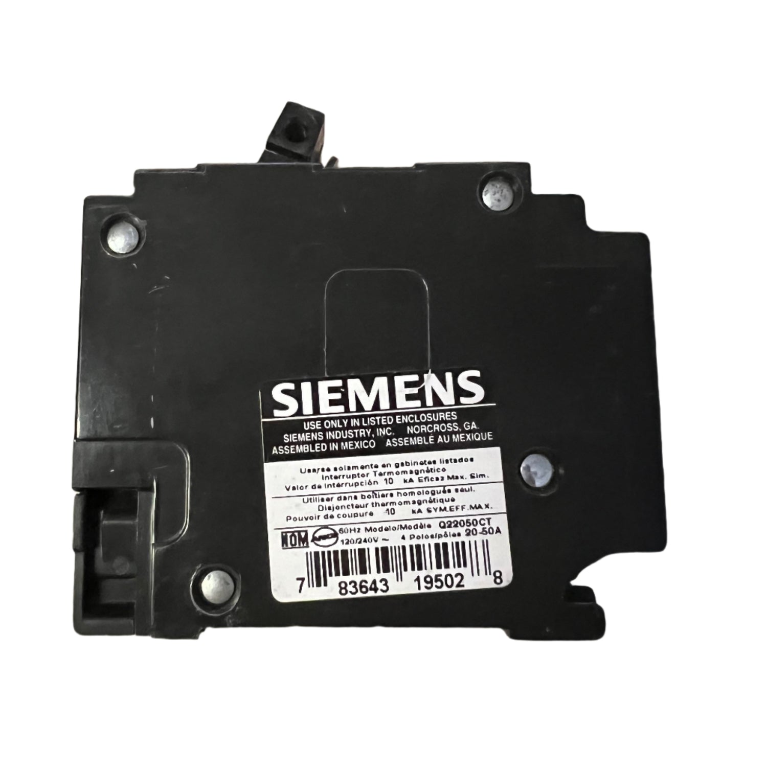 Siemens Q 20/50 Amp CT Triplex Circuit Breaker