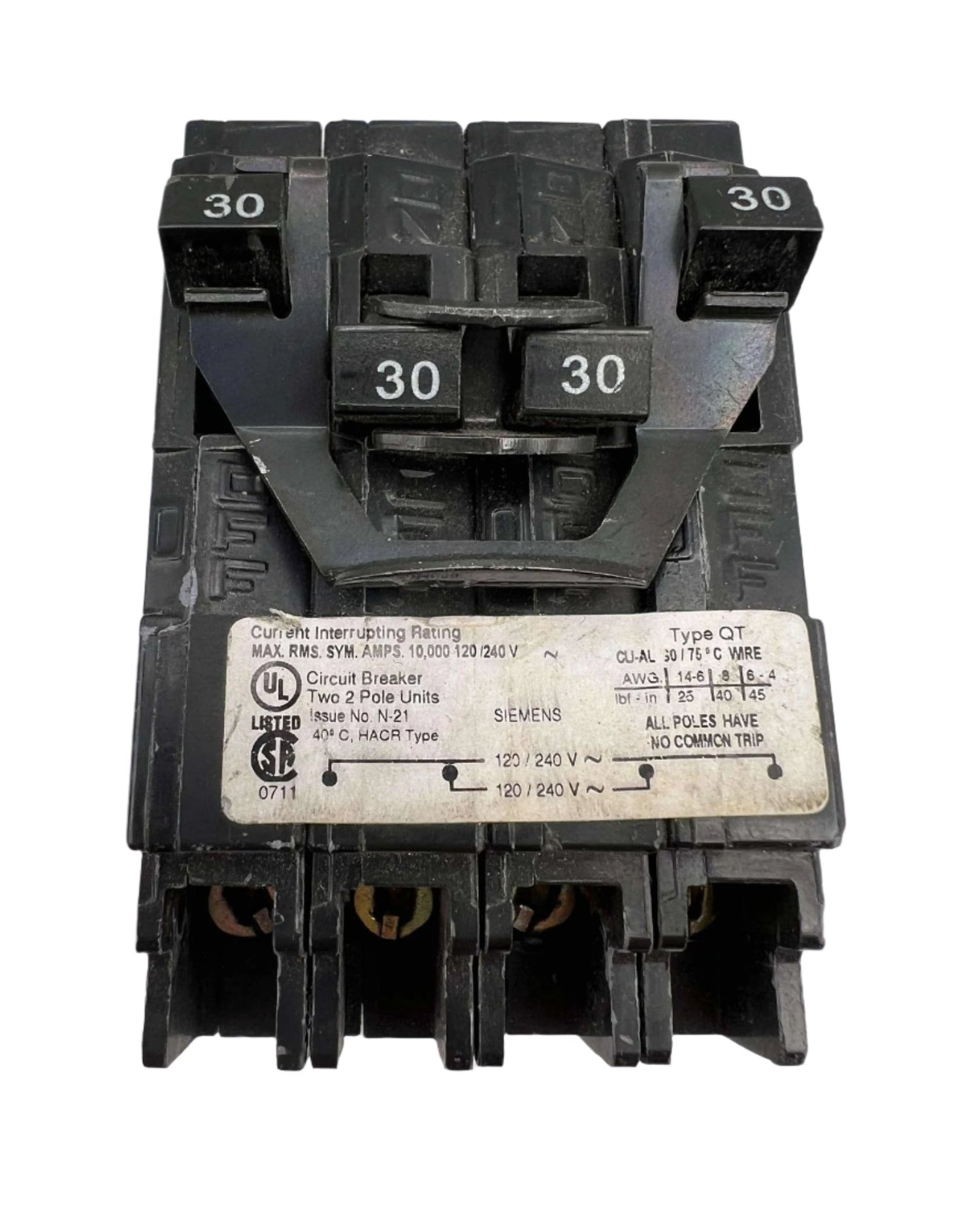 Siemens Q 30 Amp NC Quad Circuit Breaker