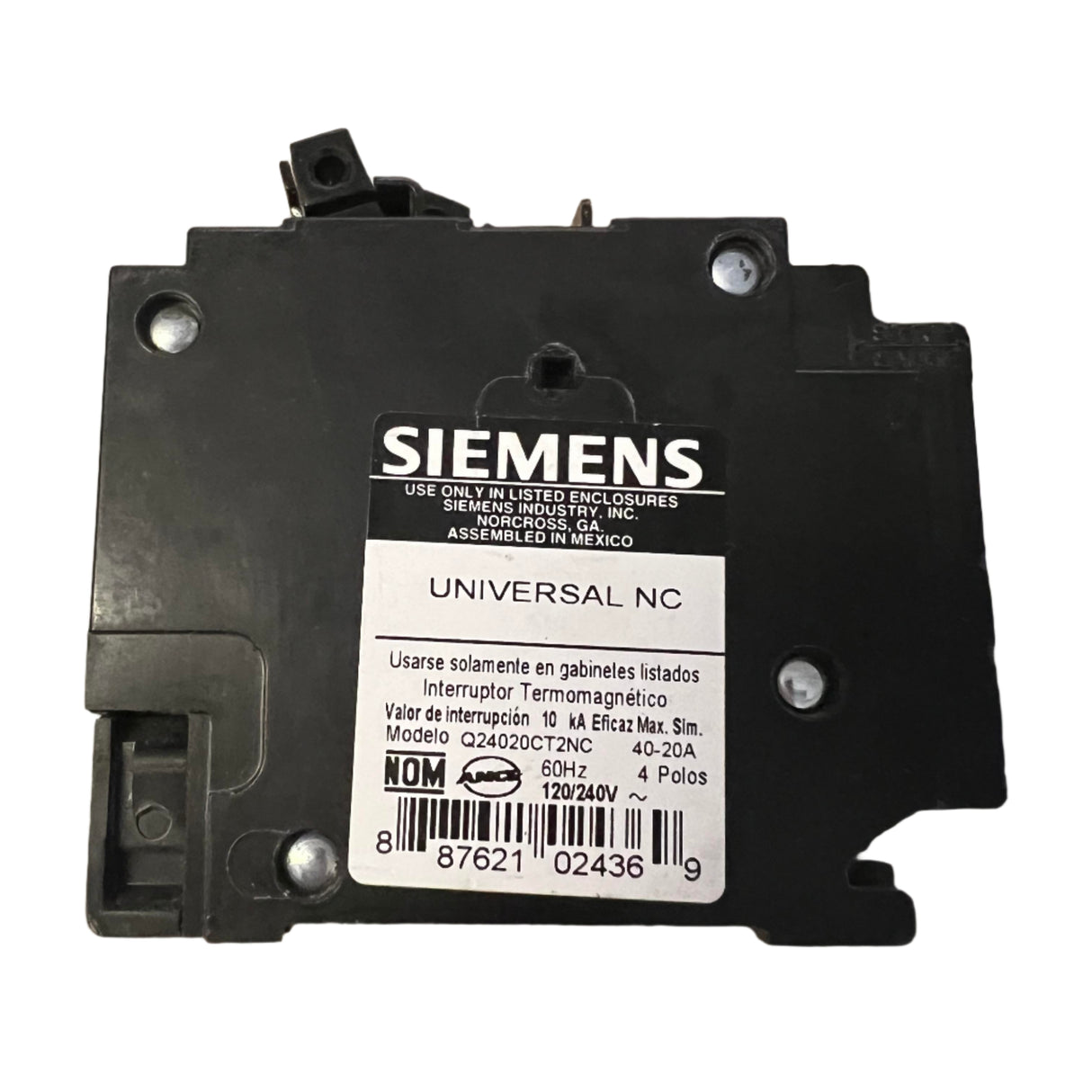 Siemens Q24020CT2NC - 20 Amp/40 Amp Quad Circuit Breaker