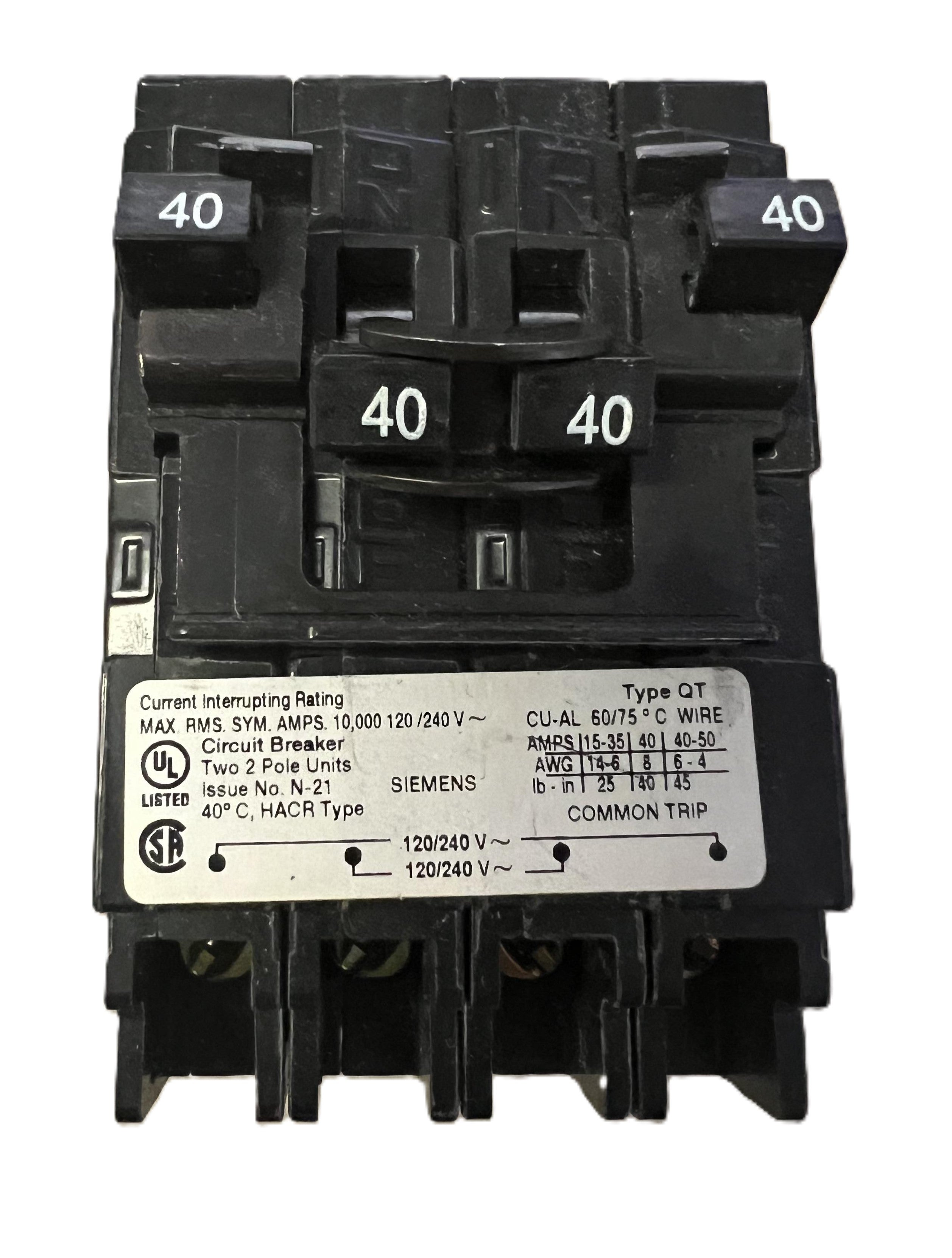 New Siemens 40 Amp Quad Breaker - Q24040CT2NC | Arck Electric
