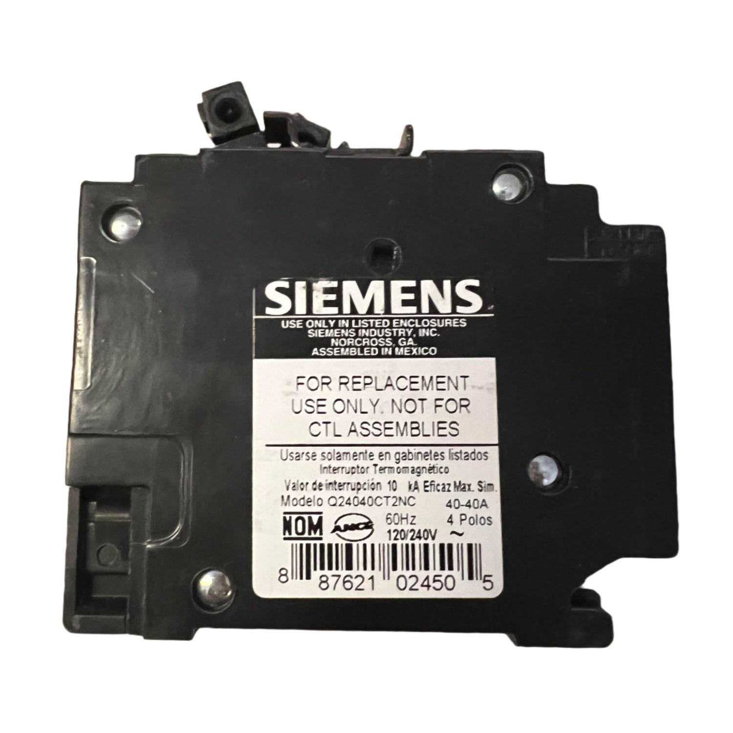 Siemens Q 40 Amp CT2NC Quad Circuit Breaker