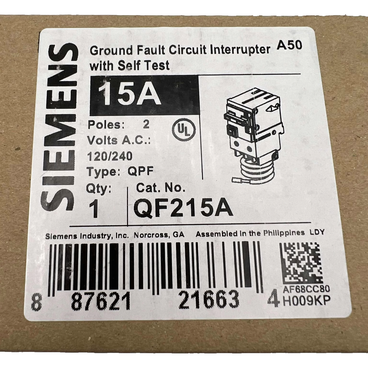 Siemens QF215A - 15 Amp Ground Fault Circuit Breaker