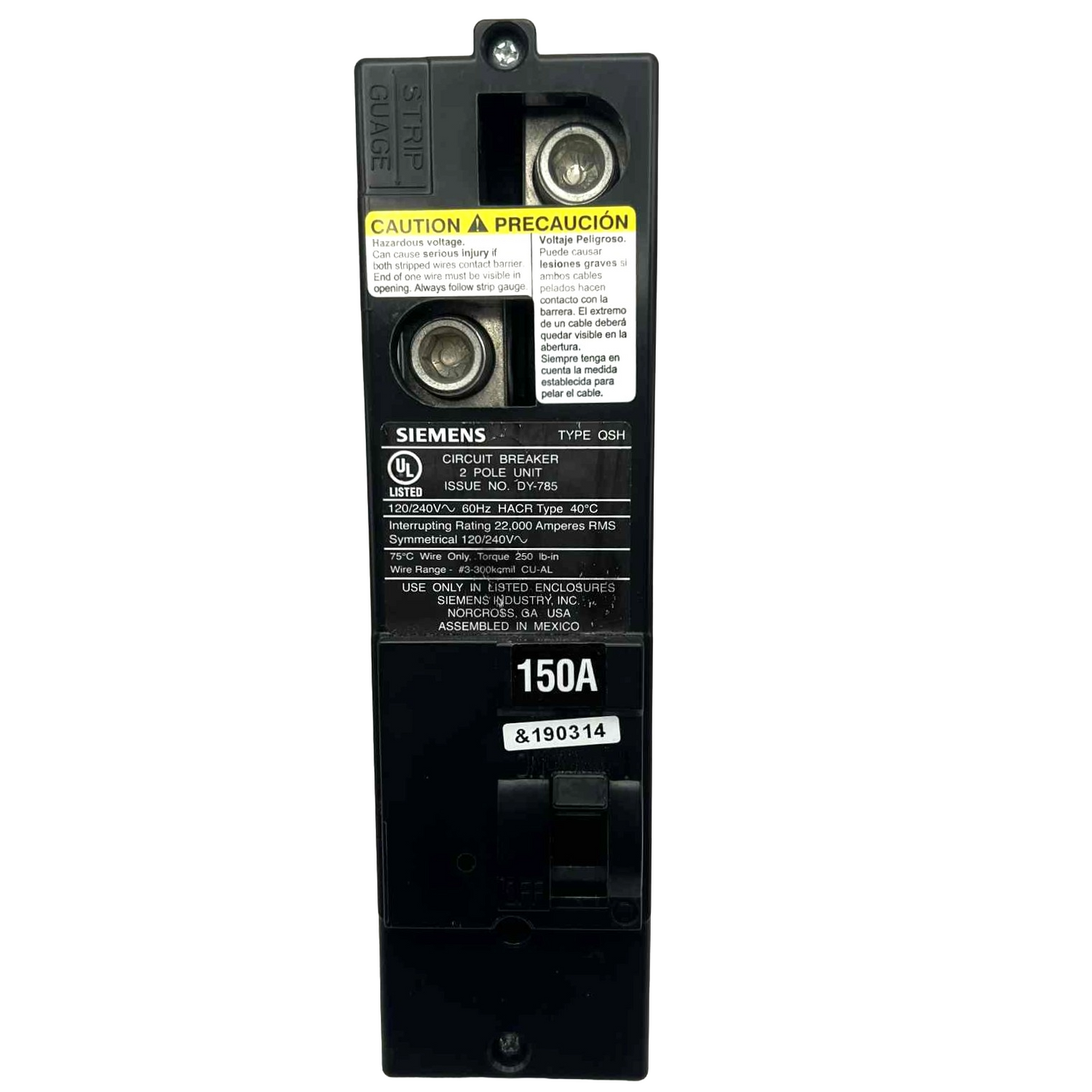 Siemens QS 2 Pole, 150 Amp, 22kA Circuit Breaker