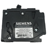 Black Siemens electrical component on a white background