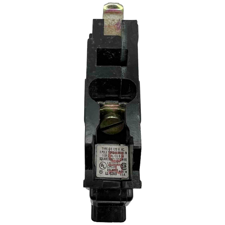Circuit breaker with visible brand and model information on a white background