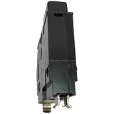 Black electrical circuit breaker on a white background