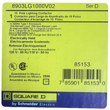 Label for a Square D by Schneider Electric contactor with specifications and branding.