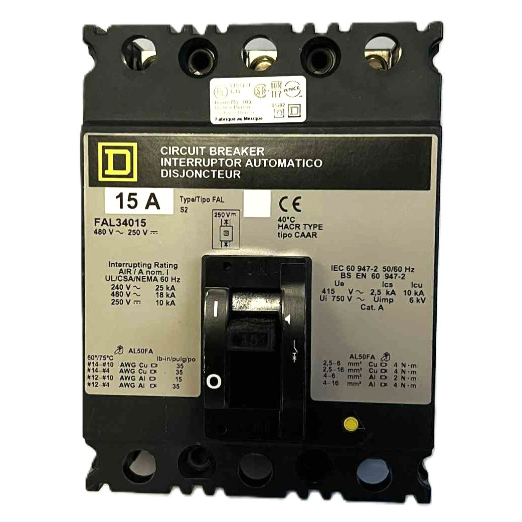 Square D FAL 3 Pole, 15 Amp Feed-Thru Circuit Breaker
