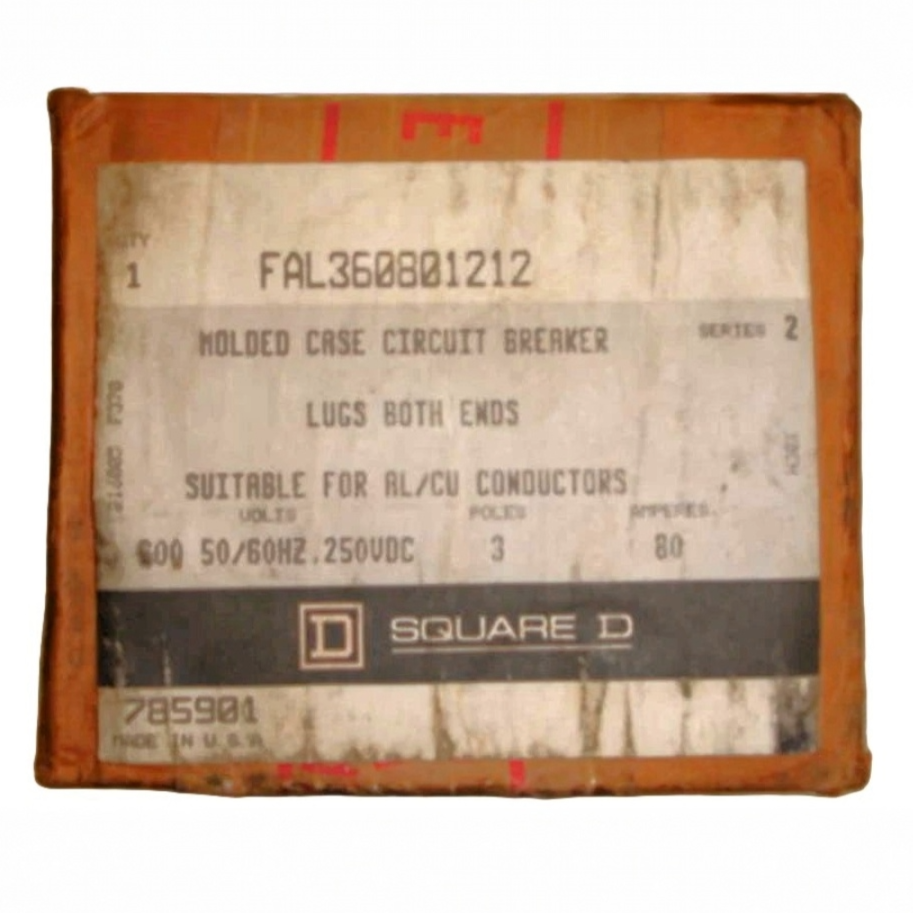 Square D FAL 3 Pole, 80 Amp, 600 Volt Breaker with Aux Switch