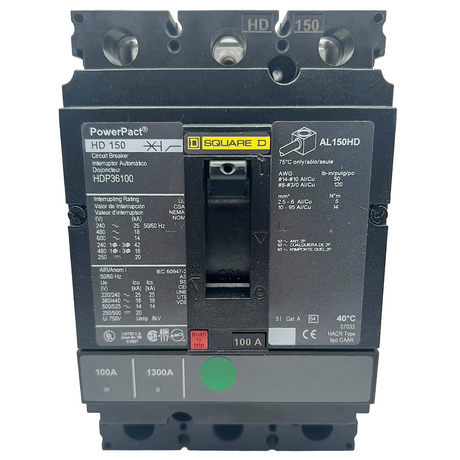 Square D PowerPact circuit breaker on a white background