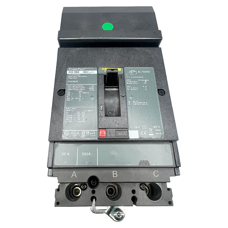 Electrical circuit breaker on a white background