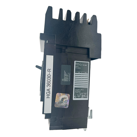 Black electronic component with labels on a white background