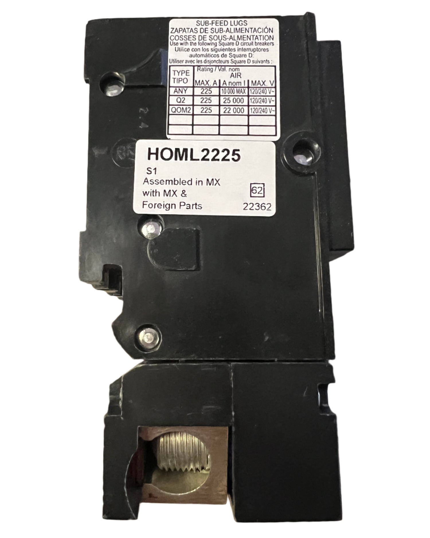 Square D HOML2225 - 225 Amp Homeline Main Lug Kit