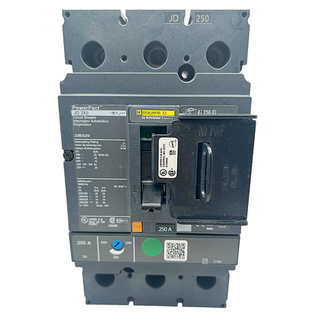 Circuit breaker with visible branding on a white background