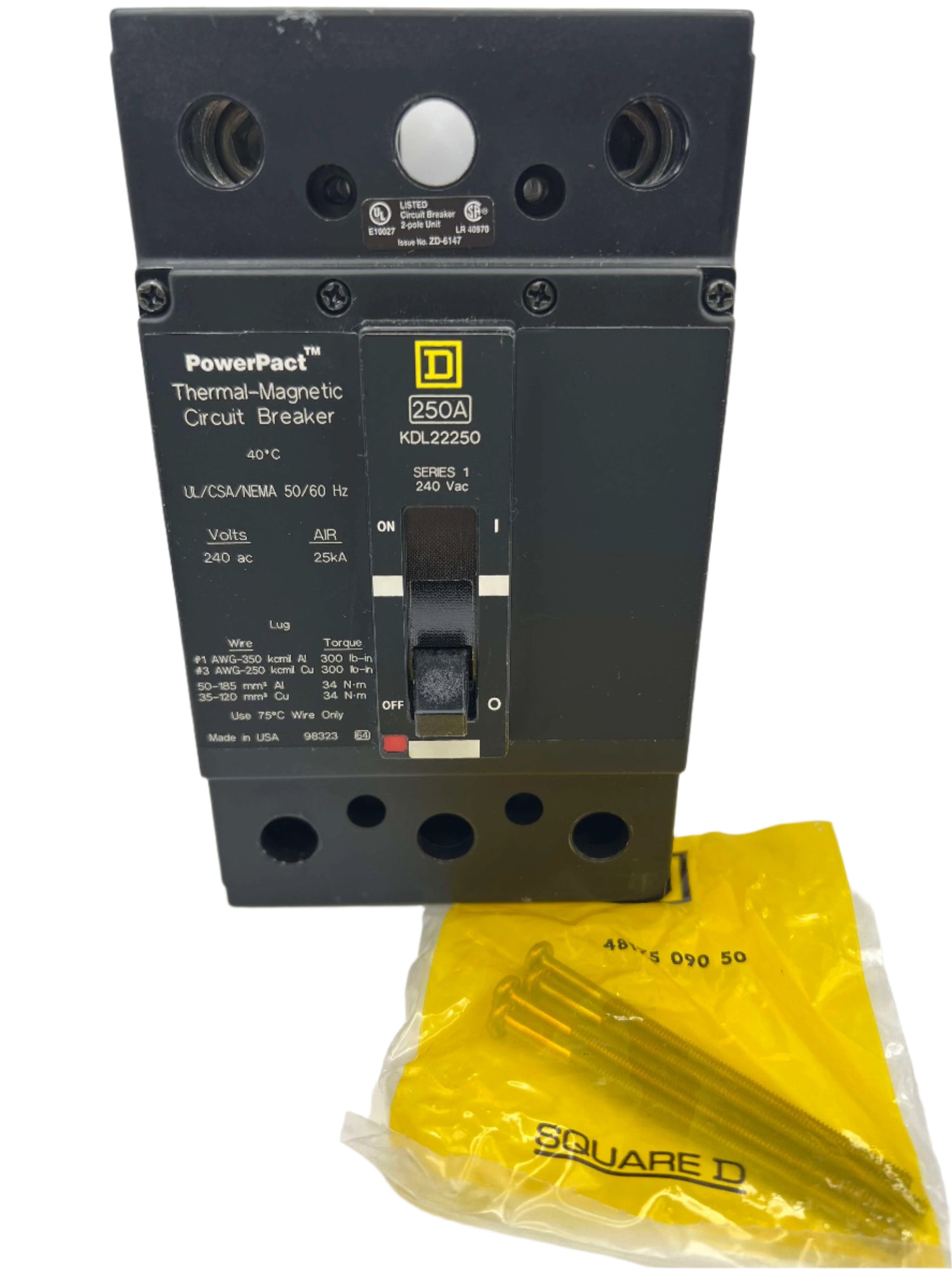 Square D KDL22250 - 250 Amp PowerPact Circuit Breaker