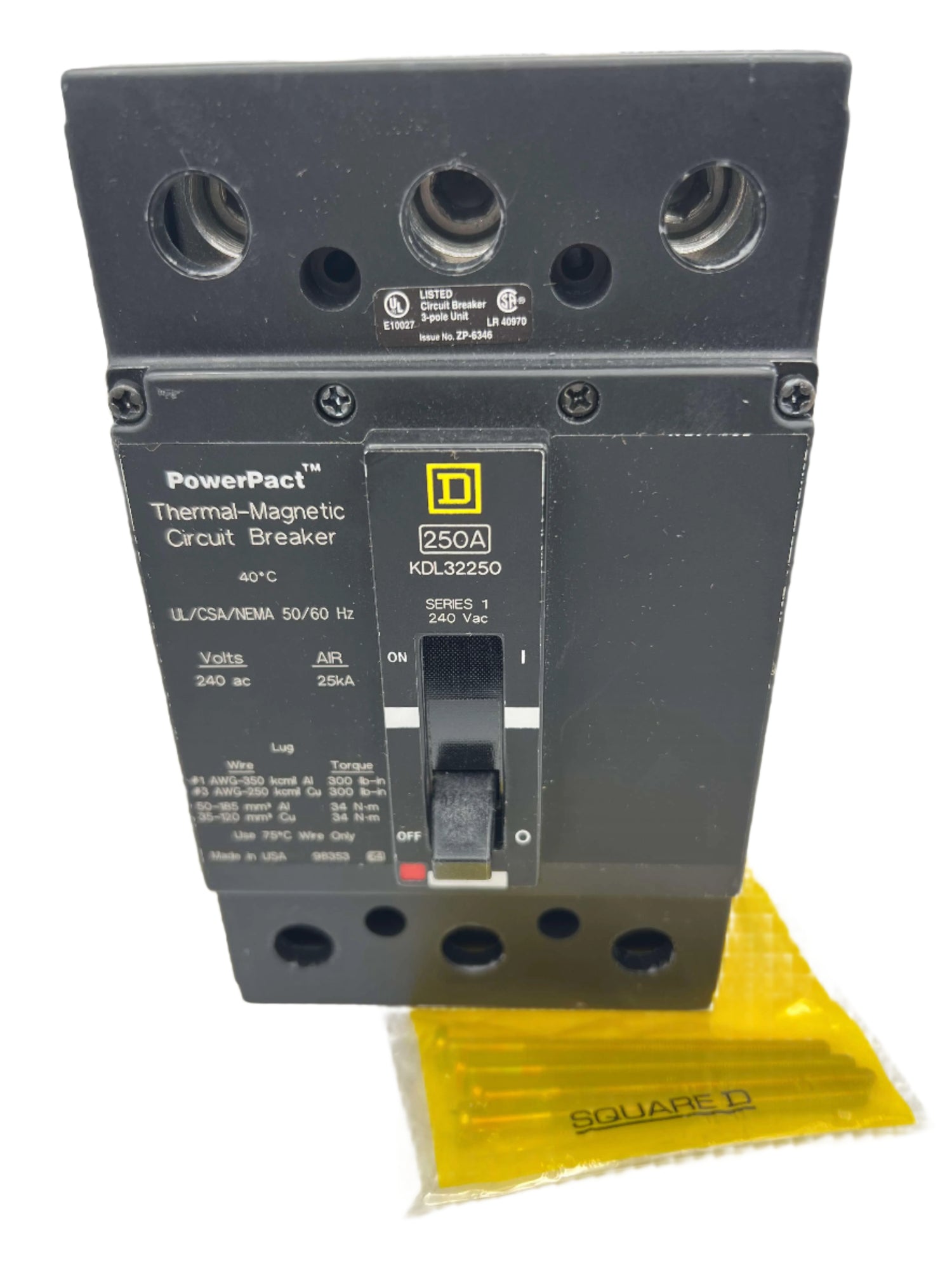 Square D KDL32250 - 250 Amp PowerPact Circuit Breaker