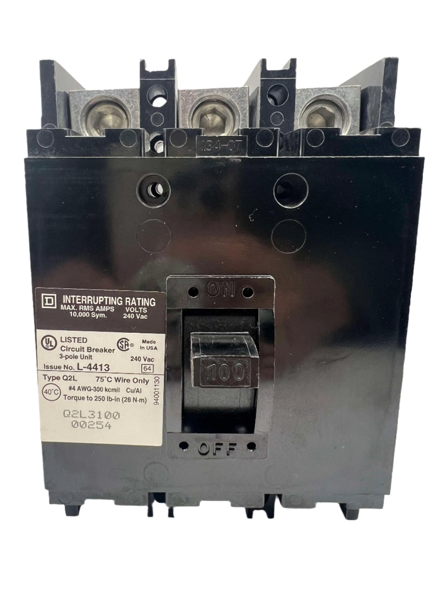 Square D Q2L3100 - 100 Amp Circuit Breaker