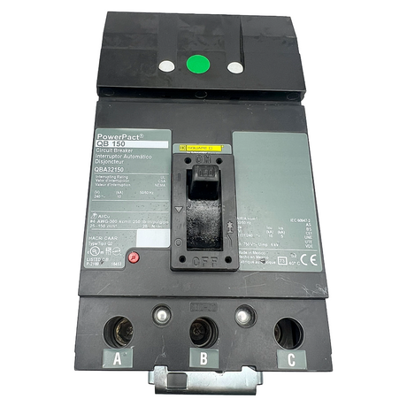 Circuit breaker with visible branding and model number on a white background