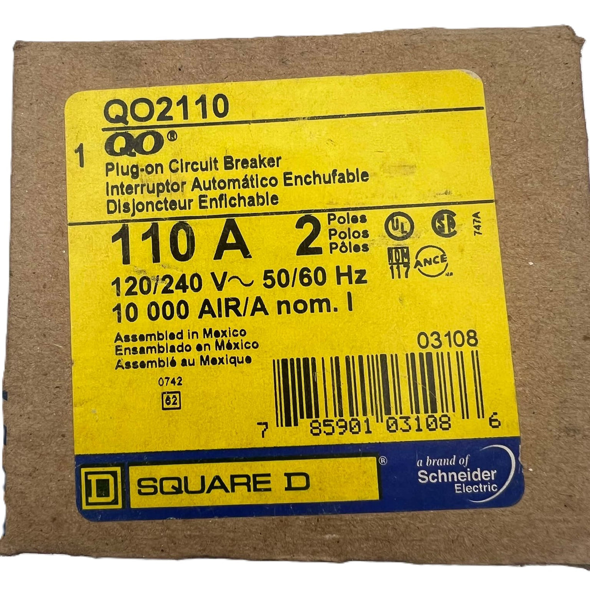 Square D QO2110 - 110 Amp Circuit Breaker