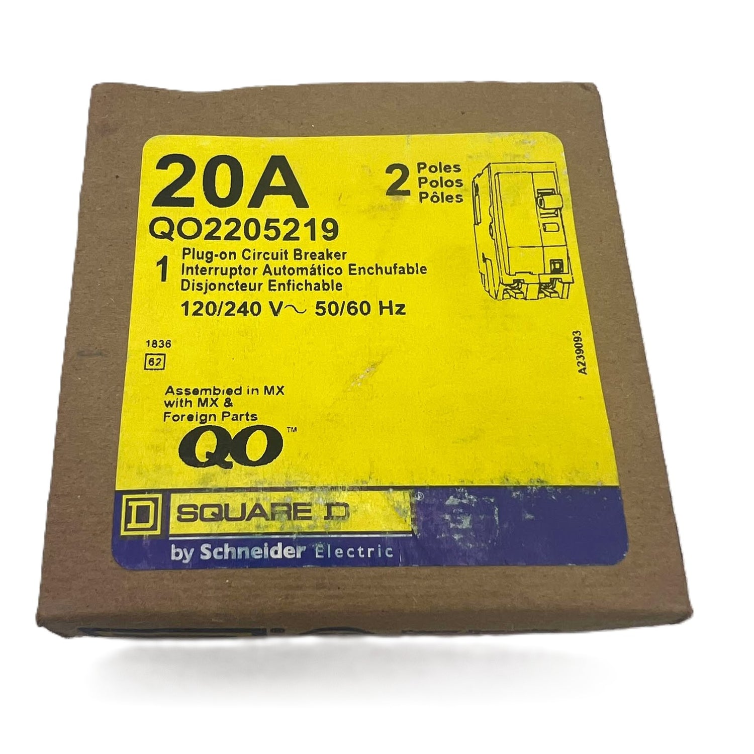 Square D QO 20 Amp Circuit Breaker with High Amp Lugs