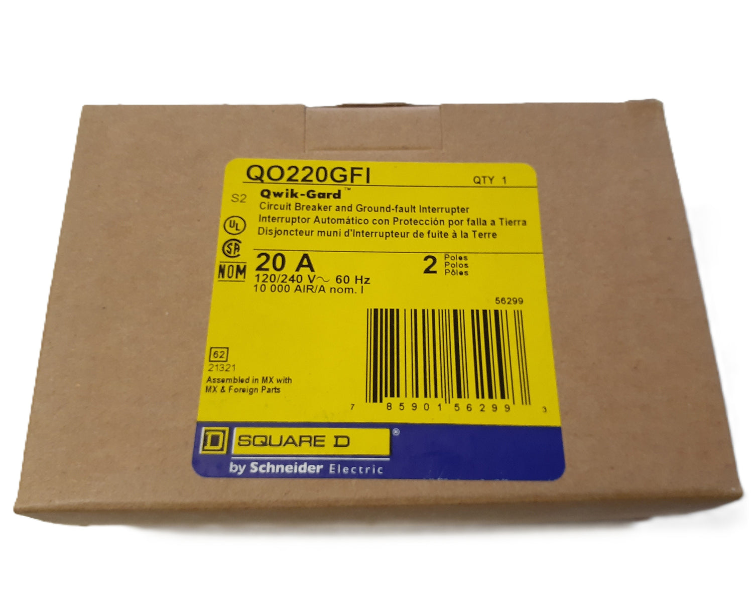 Square D QO220GFI - 20 Amp GFCI Circuit Breaker