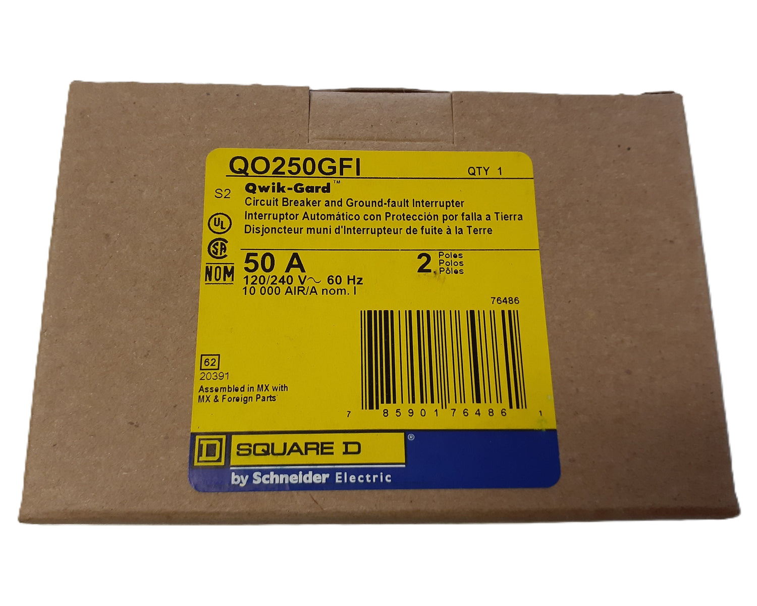 Square D QO250GFI - 50 Amp GFCI Circuit Breaker