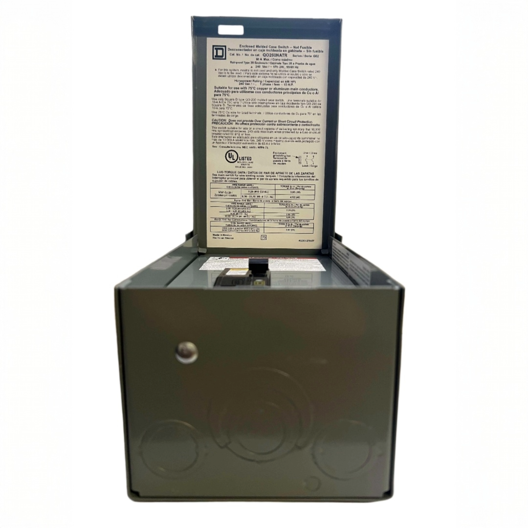 Metallic box with a label on a white background