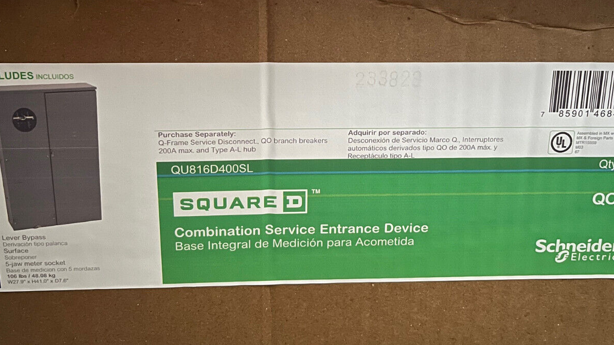 Square D QU816D400SL - 400 Amp, 8 Space Meter Combo