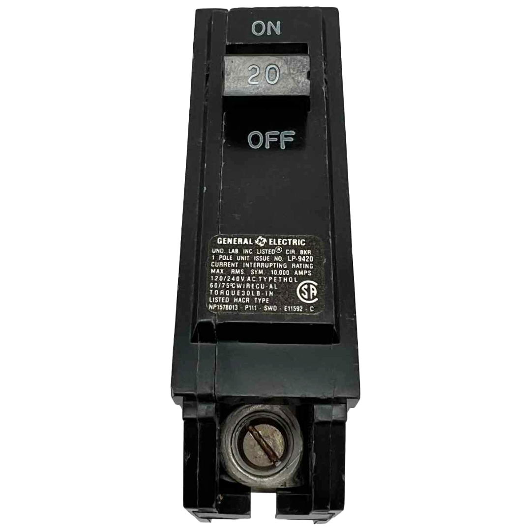 Black circuit breaker switch with 'ON' and 'OFF' labels on a white background