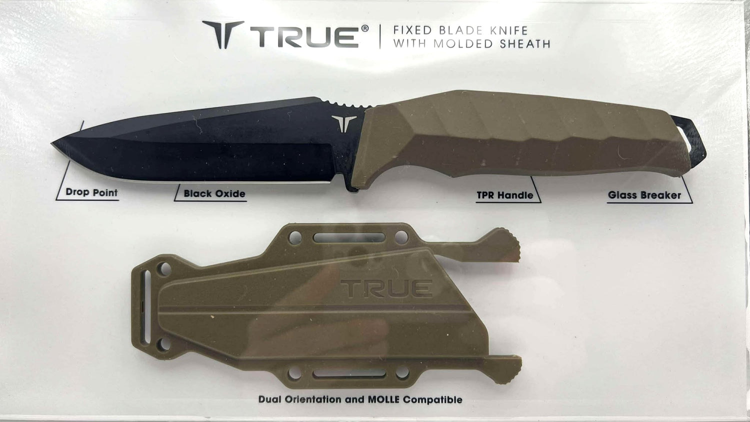 True Fixed Blade Knife with Molded Sheath