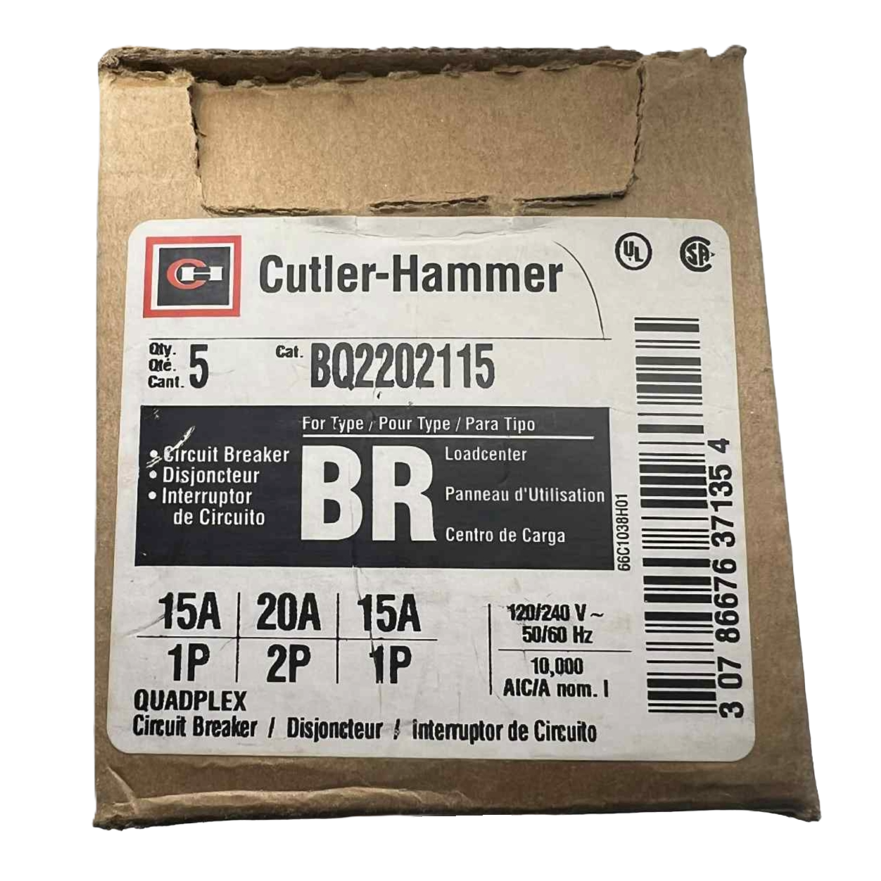 Eaton BQ 15/20 Amp Quadplex Circuit Breaker