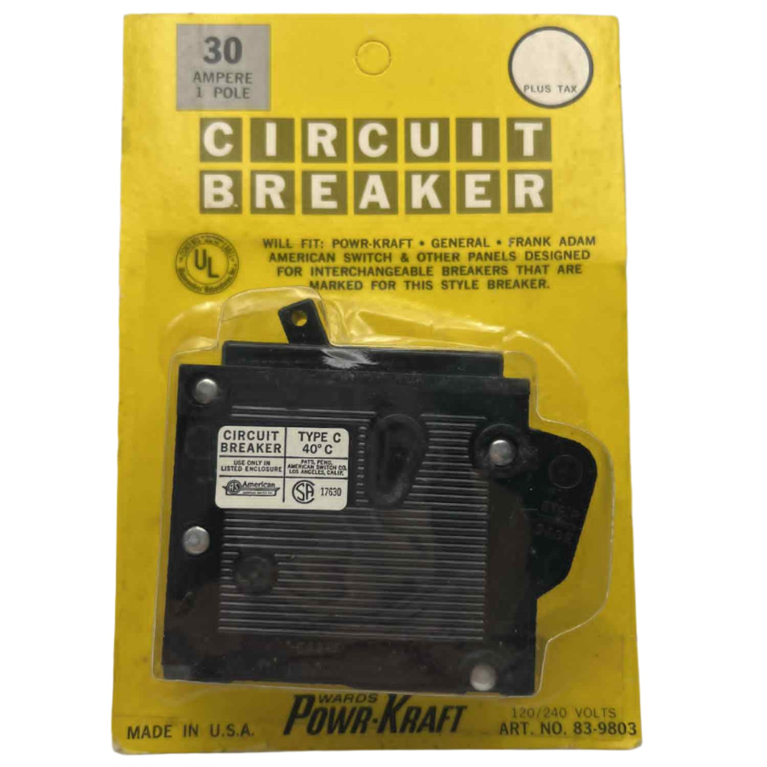 Wards Powr-Kraft 30 Amp, 1 Pole Circuit Breaker