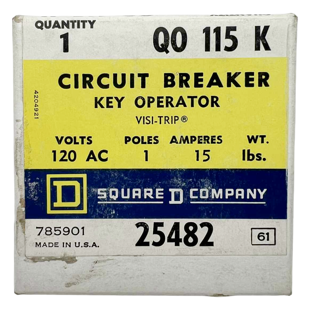 Square D 15 Amp Key Operator Circuit Breaker