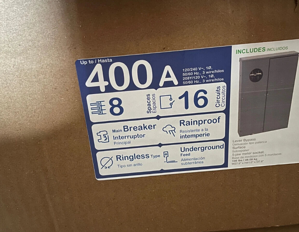 Square Meter Main Combo 8-16 N3R 400 Amp Underground Feed Florida approved