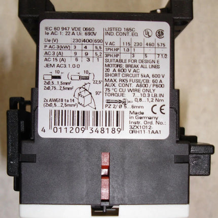 Siemens 3RR0T1602AK6 - 3 Pole Reversing Contactor