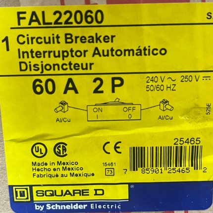 Square D FAL22060 - 60 Amp Feed-Thru Circuit Breaker
