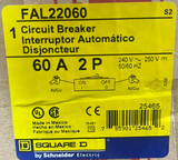 Square D FAL22060 60 Amp 240VAC Feed Through Circuit Breaker