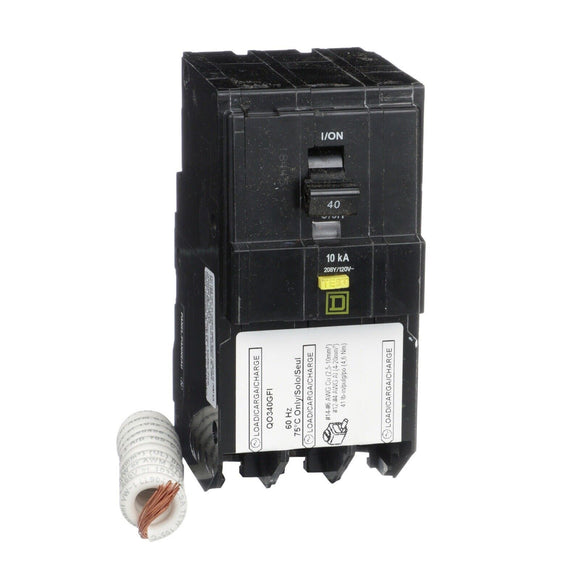 Square D QO340GFI 3 pole, 40 amp Circuit Breaker and Ground Fault Interrupter