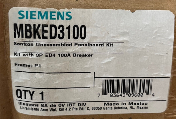 Siemens MBKED3100 Main Breaker Kit with Breaker ED43B100
