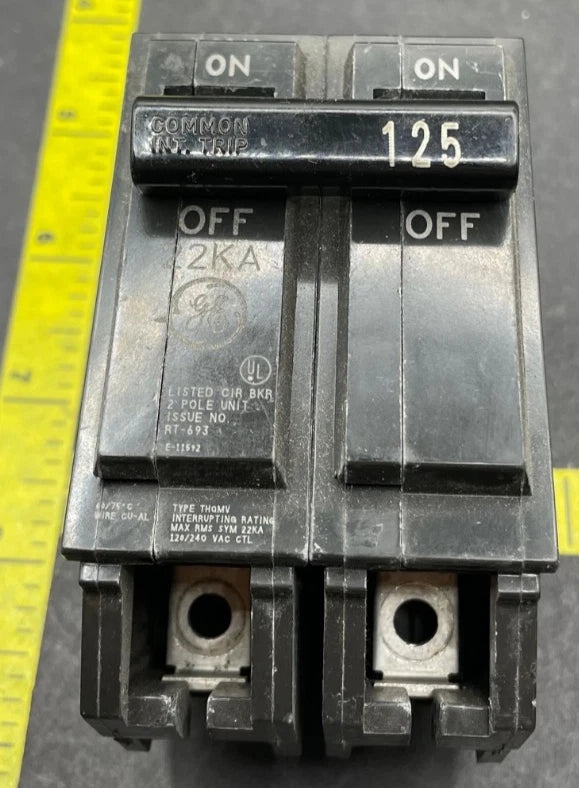 THQMV125, Circuit Breaker, Bolt-in, General Electric, Single Phase, 22 KAIC