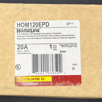 Square D HOM120EPD - 20 Amp Breaker with Equipment Protection Device