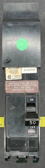 Share Q1250VHIN, Square D Circuit Breaker, 50 Amp, 1 phase, Plug In, 22KAIC