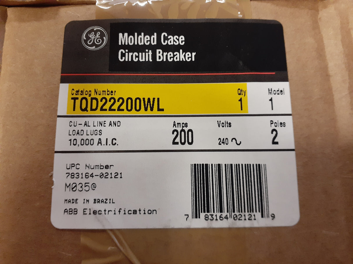 GE TQD22200WL - 200 Amp Main Circuit Breaker
