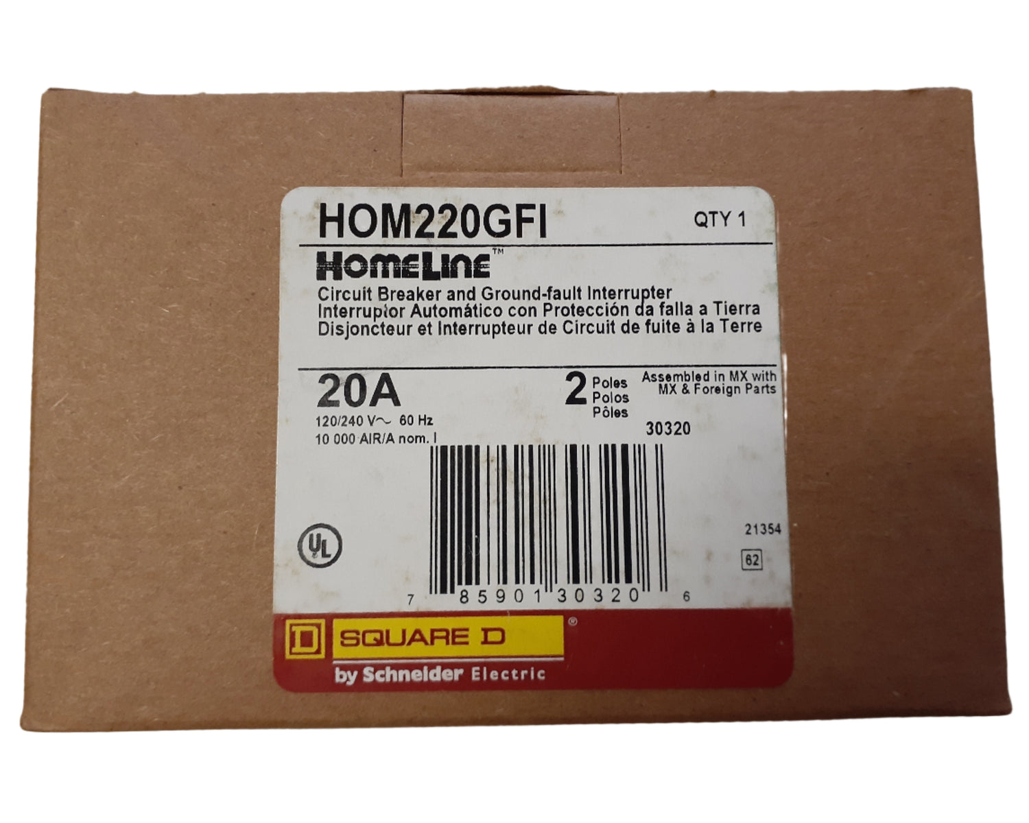 Square D HOM220GFI - 20 Amp GFCI Circuit Breaker