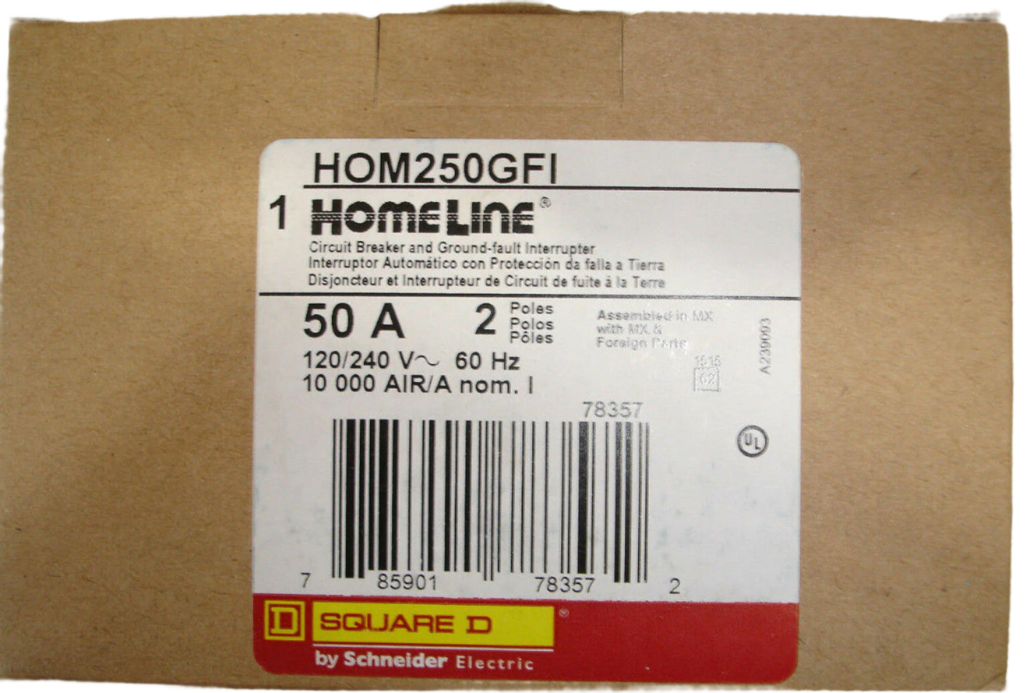 Square D HOM 50 Amp, 2 Pole GFCI Circuit Breaker