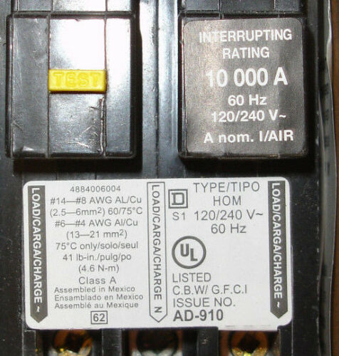 Square D HOM 50 Amp, 2 Pole GFCI Circuit Breaker