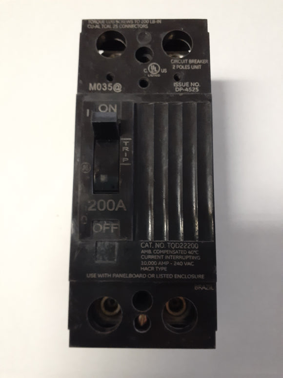 GE TQD22200-WL 2 Pole, 200 Amp Main Circuit Breaker